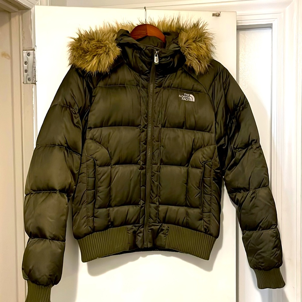 The North Face down bomber jacket, Medium, Waist Length, olive/ army green